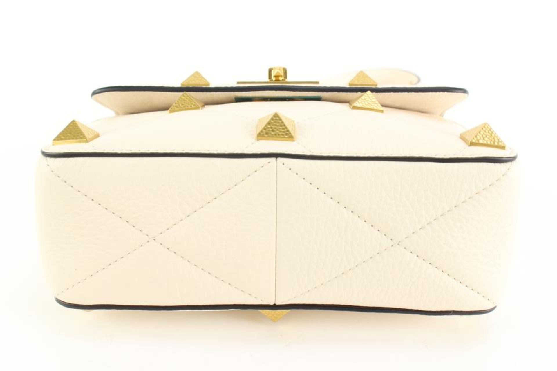 VALENTINO IVORY GRAINED LEATHER MEDIUM ROMAN STUD CROSSBODY - Image 12 of 14