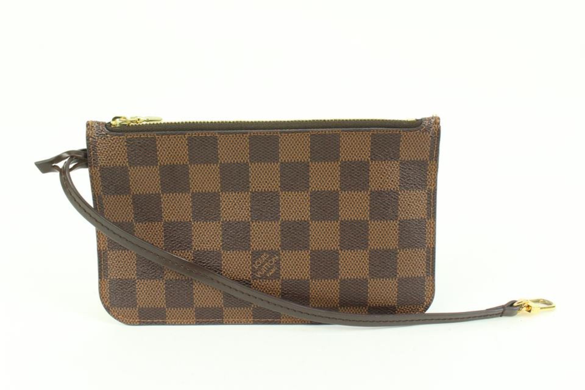 LOUIS VUITTON DAMIER EBENE NEVERFULL POCHETTE PM WRISTLET POUCH