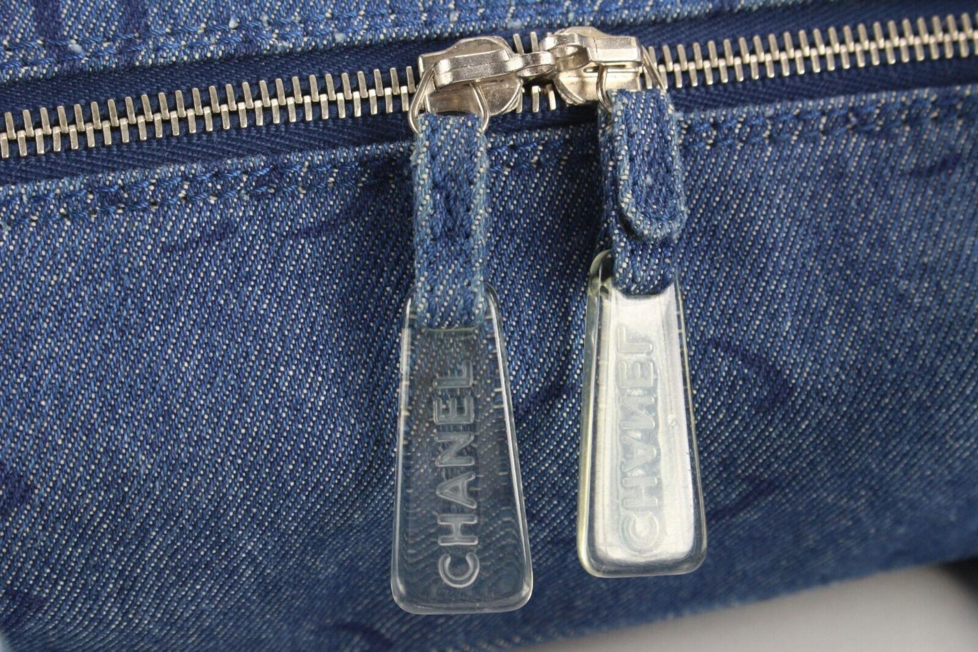 CHANEL JUMBO CC LOGO ALL OVER DENIM BRIEFCASE WORK SUITCASE - Image 2 of 11