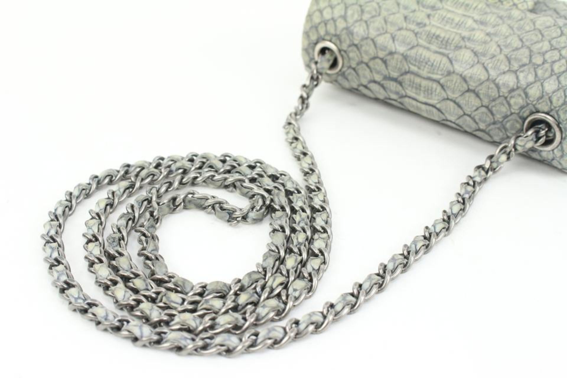 CHANEL GREY PYTHON EXTRA MINI FLASSIC FLAP CROSSBODY BAG - Image 8 of 11