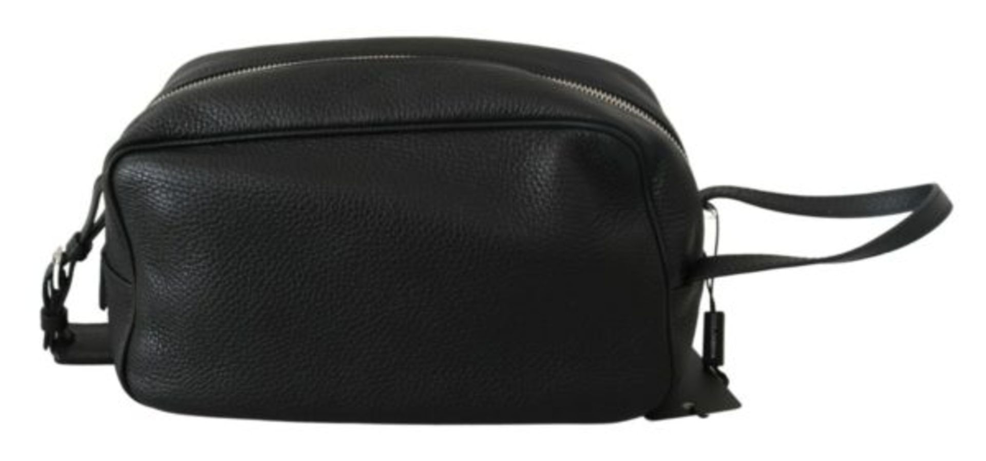 BLACK LEATHER HAND MEN TOILETRY POUCH WRISTLET BAG - Bild 3 aus 4