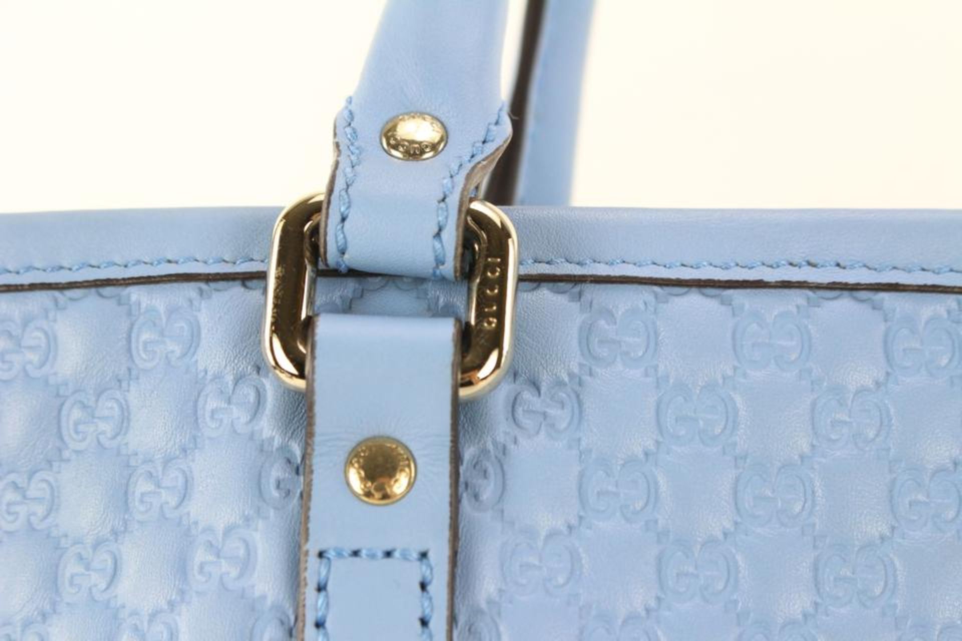 GUCCI LIGHT BLUE LEATHER MICROGUCCISSIMA LARGE JOY TOTE - Image 2 of 12