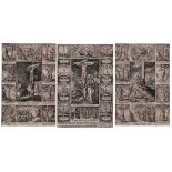 Hieronymus Wierix (1553-1619) - Complete set of crucified man, woman and children (3)