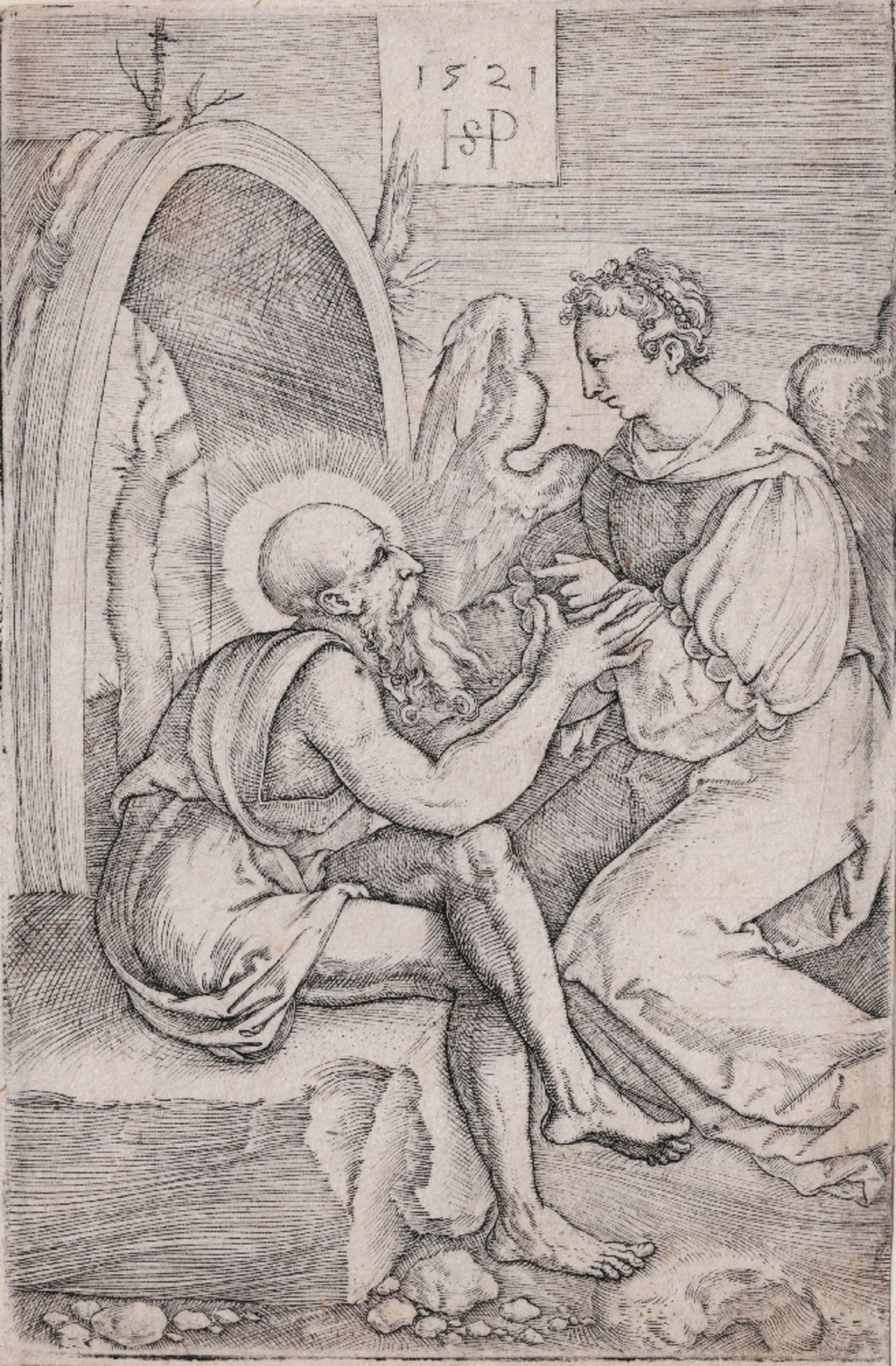 Hans Sebald Beham (1500-1550) - Saint Jerome with the angel