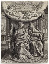 Maerten de Vos, Polyphonist Cornelis Verdonck, Jan Sadeler, The Virgin, Christ-Child and Anna (Anna-