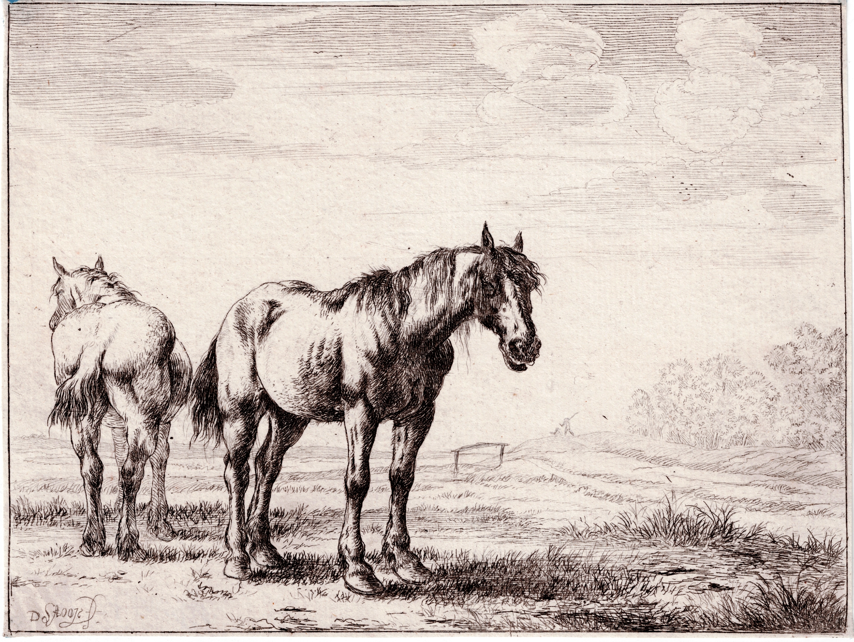 Dirk Stoop (1610-1686) - Two plough horses
