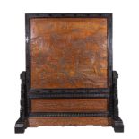 Imperial Yellow pear and rosewood screen from Qing dynasty