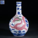 Qianlong Blue and white pastel dragon globular vase from Qing dynasty