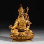 Gilt bronze padma sambhava from Qing dynasty