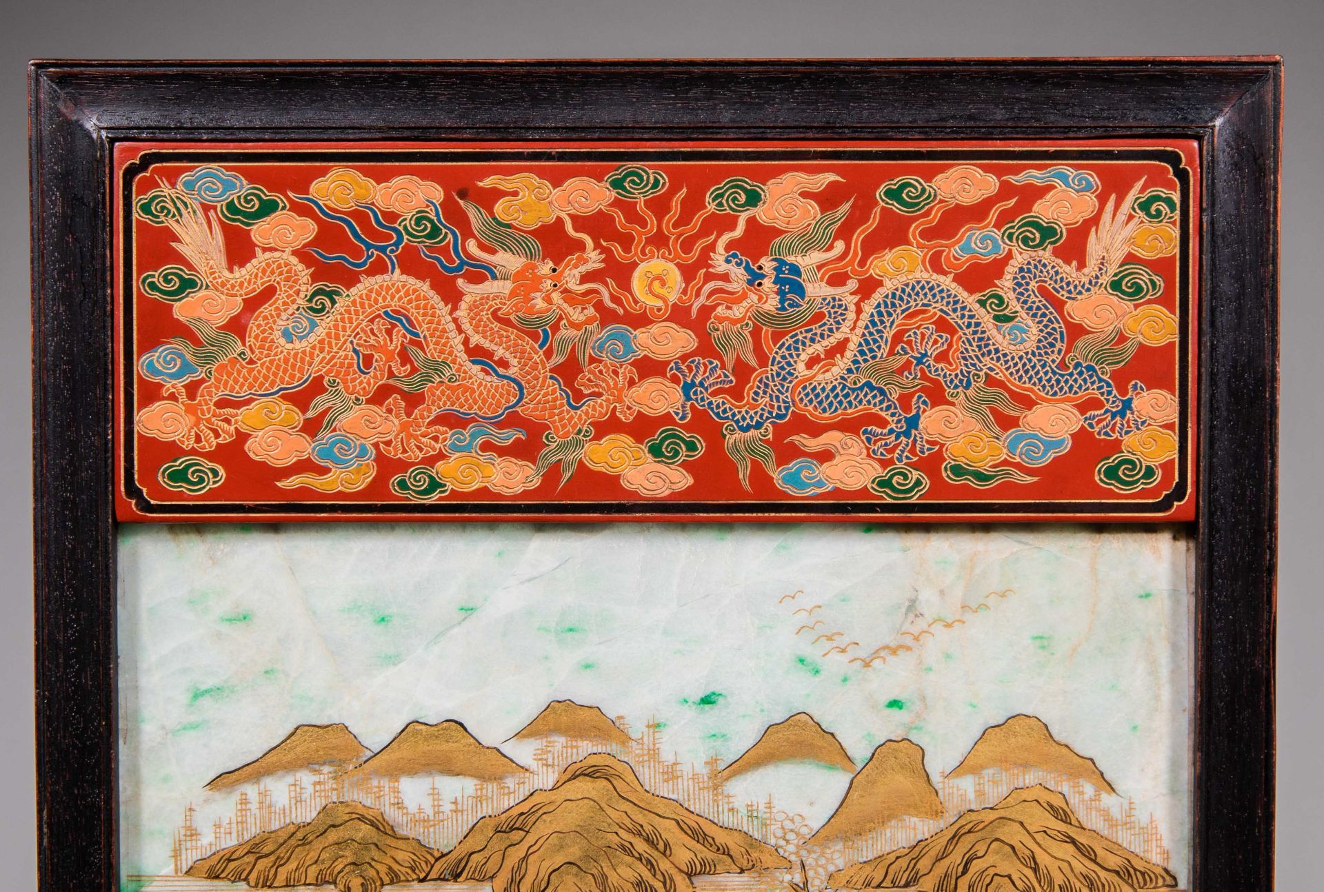Jade Mosaic multi treasure red sandalwood insert  screen from Ming dynasty  - Image 8 of 10