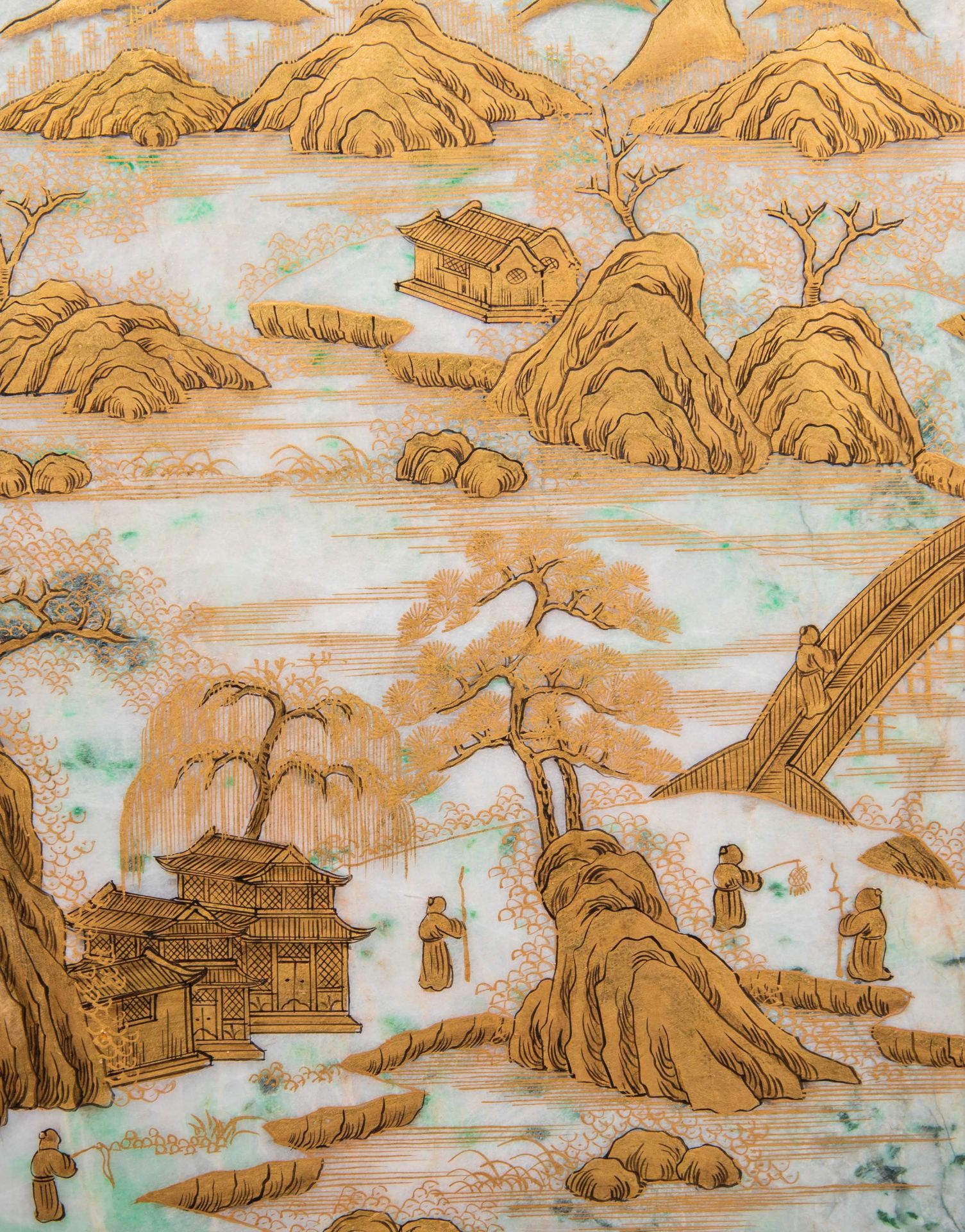 Jade Mosaic multi treasure red sandalwood insert  screen from Ming dynasty  - Image 10 of 10