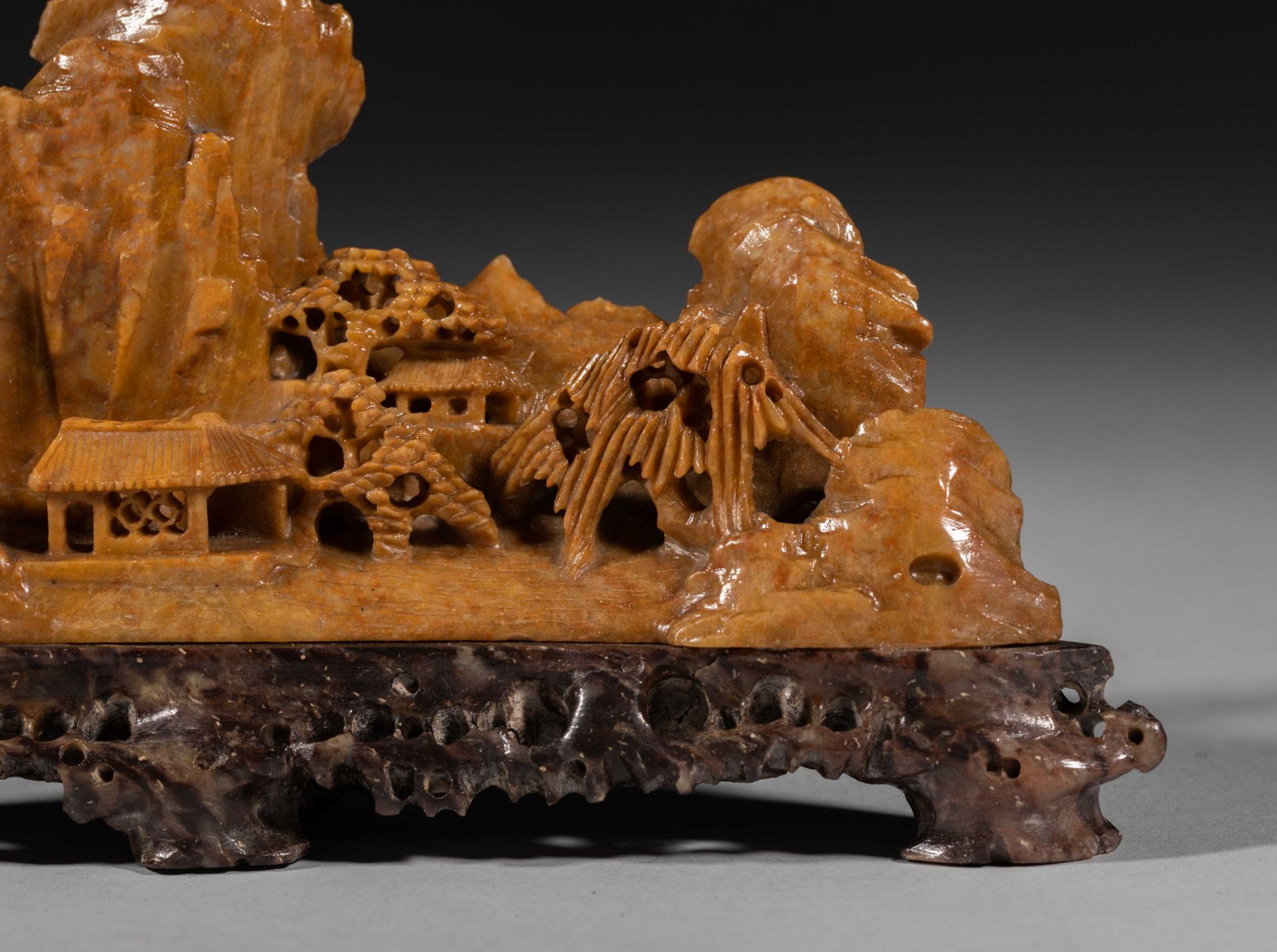 Qingtian stone landscape family decoration from Qing dynasty - Image 3 of 8