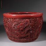 Qianlong style dragon pattern lacquer cylinder from Qing dynasty