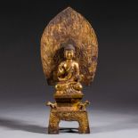 Chinese Tang dynasty bronze-gilt Buddha statue
