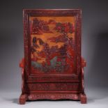 Chinese Qing dynasty lacquerware landscape interstitial
