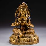 Chinese Qing dynasty bronze-gilt Buddha statue