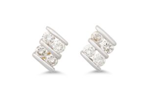 A PAIR OF DIAMOND CLUSTER STUD EARRINGS, mounted in white gold