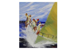 LOUISE MANSFIELD (IRL 1950 - 2018) Regatta, oil on board, ca 19 x 23"