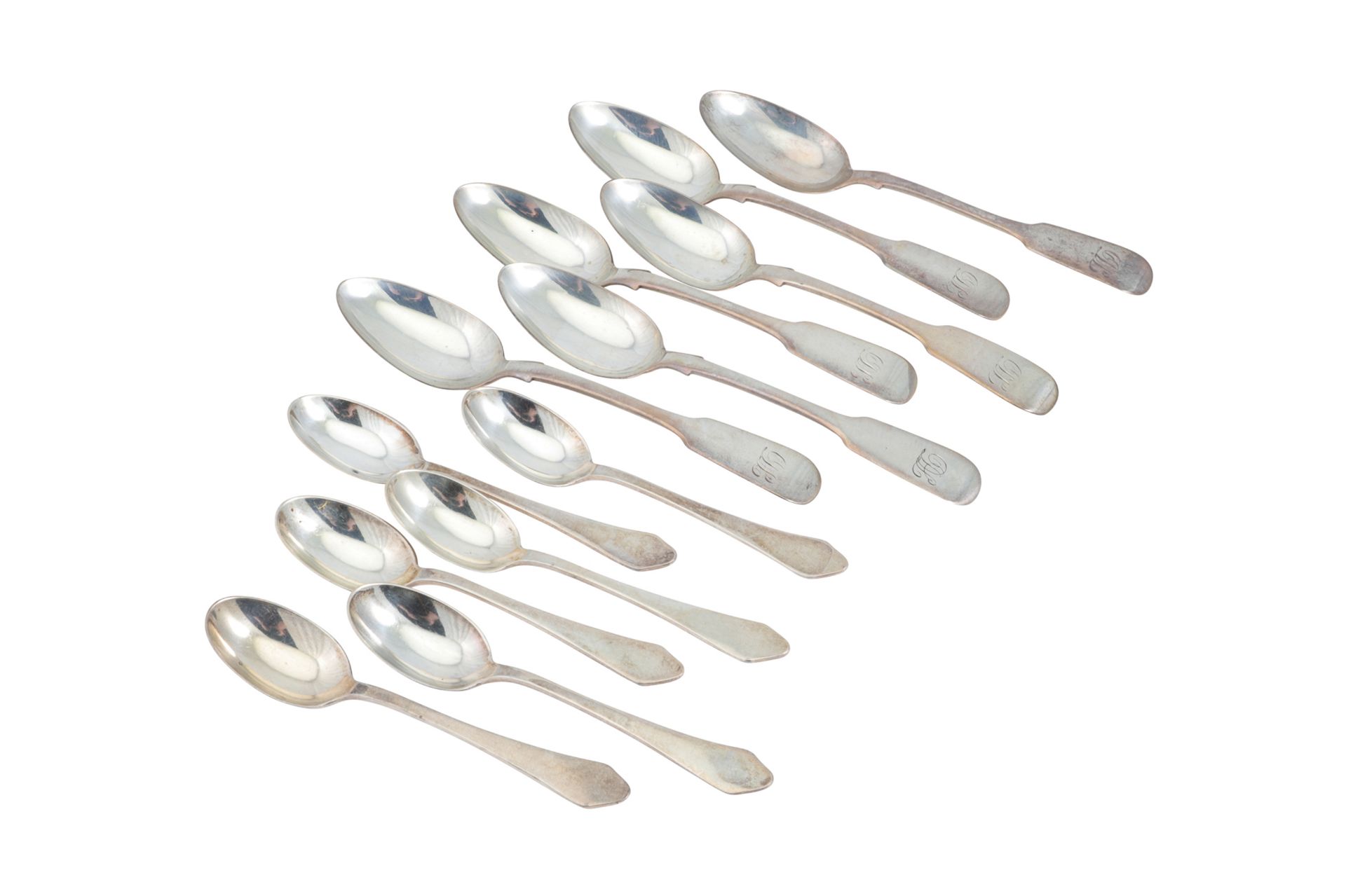 A SET OF SIX VICTORIAN SCOTTISH SILVER FIDDLE PATTERN TEA SPOONS, Edinburgh 1851, (Weir & Son)