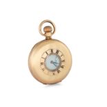 AN EDWARDIAN GOLD PLATED HALF HUNTER POCKET WATCH, white enamel dial, Roman numerals and separate