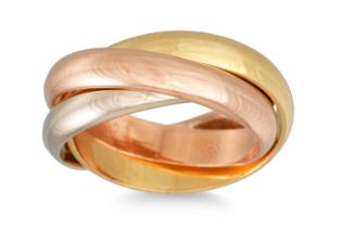 AN 18CT GOLD TRINITY RING, bearing makers mark 'CC'