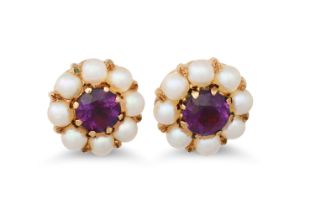 A PAIR OF PEARL EARRINGS, mounted in gold