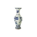 AN ANTIQUE CONTINENTAL SIX SIDED BLUE & WHITE SOFT PASTE PORCELAIN, with oriental style