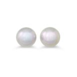 A PAIR OF CULTURED PEARL EARRINGS, of grey tones, mounted in 9ct white gold