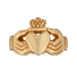 A GENT'S 9CT GOLD "CLADDAGH" RING, size V, 11.4 g.