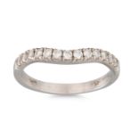 A DIAMOND SET SHAPED BAND, in platinum. Estimated: weight of diamonds: 0.35 ct., size L