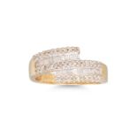 A DIAMOND CROSSOVER RING, mounted in 9ct yellow gold. Estimated: weight of diamonds: 0.50 ct. size