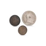 AN 1808 GIII BANK OF IRELAND THIRTY PENCE BANK TOKEN, Irish silver coin, counter stamped "A". GF.