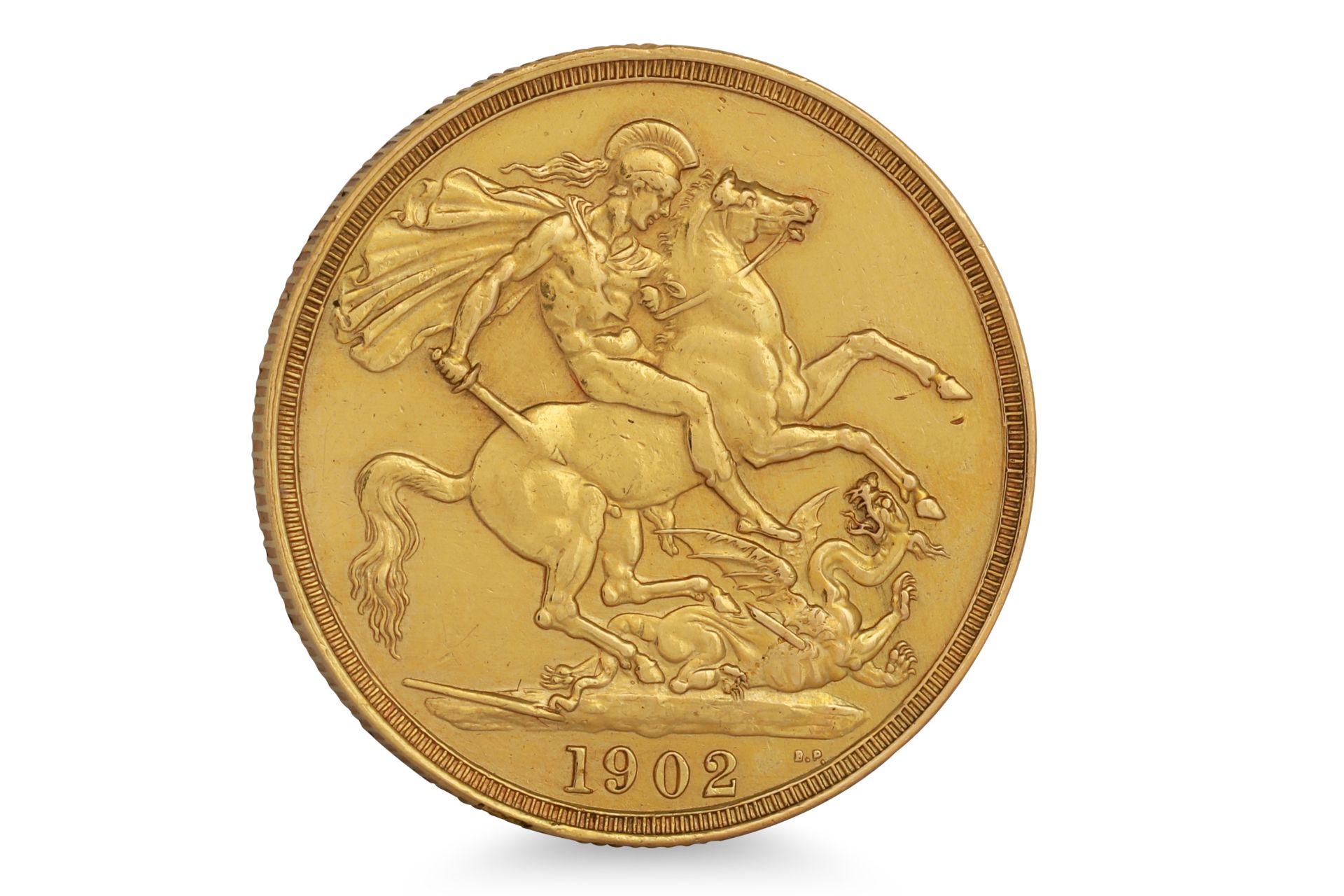 A 1902 EDWARD II £2 - DOUBLE SOVEREIGN ENGLISH GOLD COIN, VF, 22 ct. 16 g.