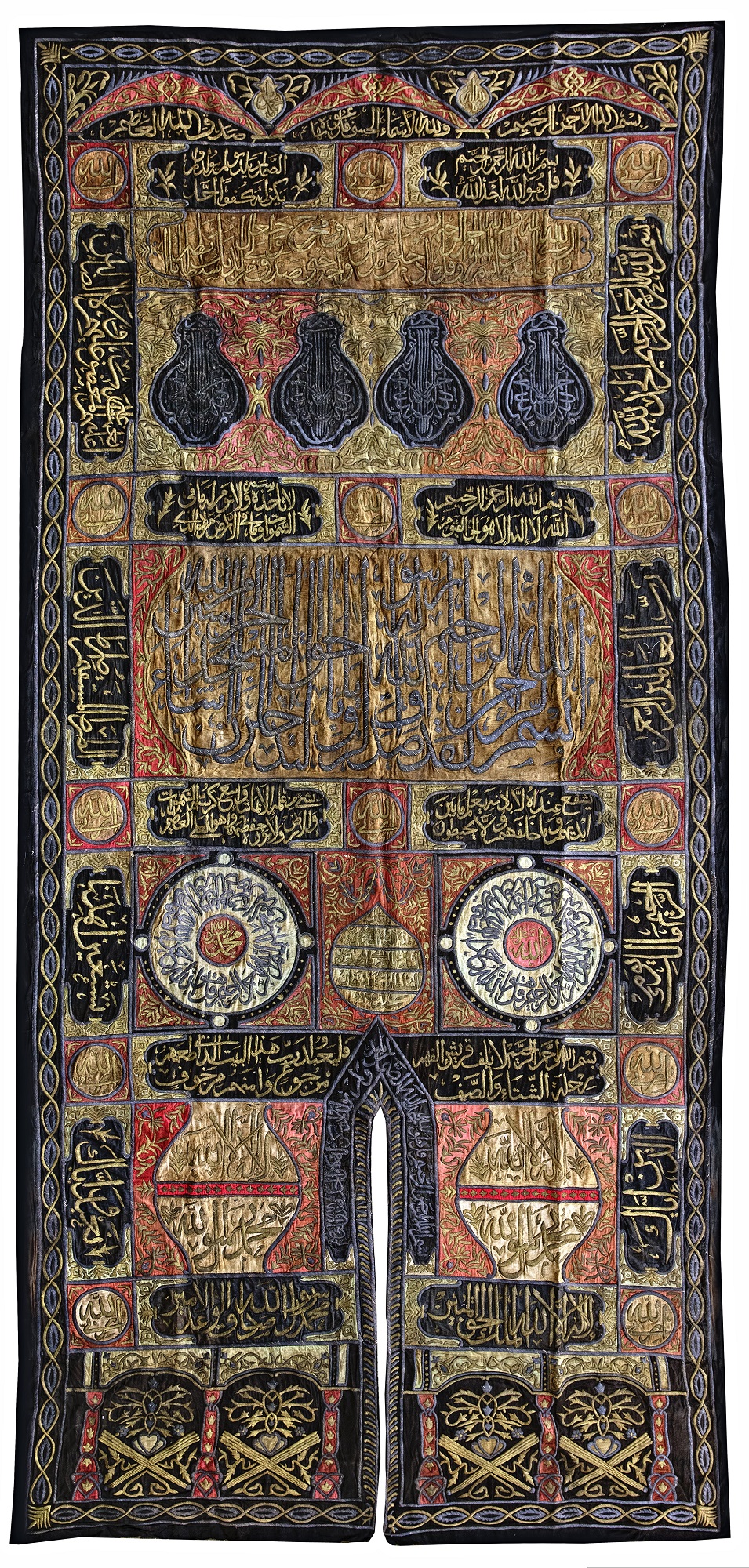 AN OTTOMAN METAL-THREAD CURTAIN OF THE HOLY KAABA DOOR (BURQA), EGYPT OR TURKEY