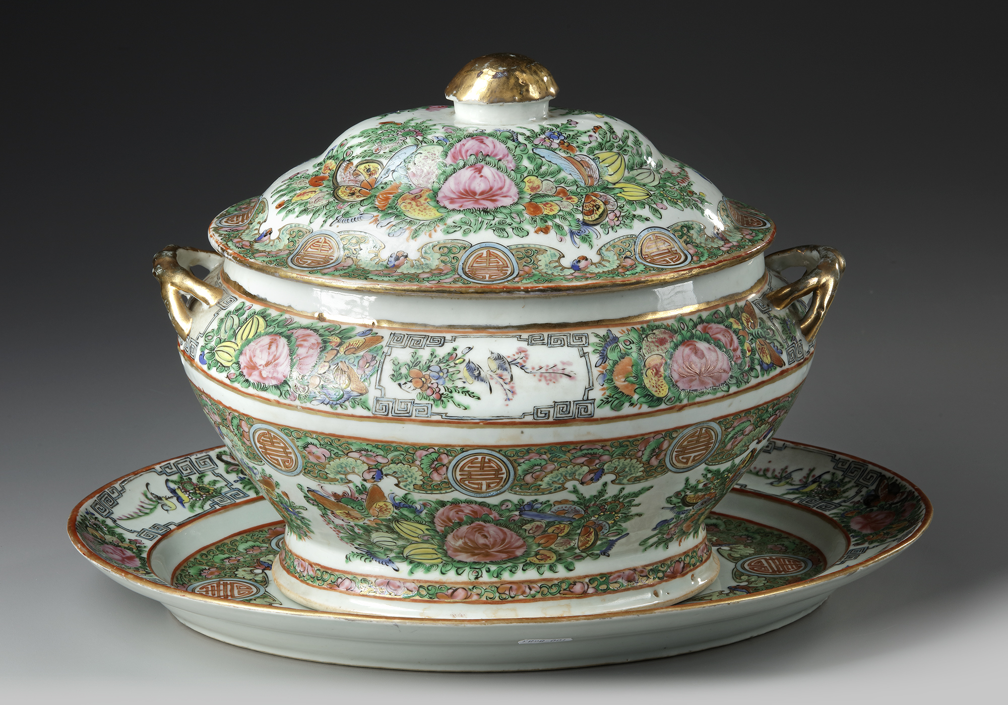 A CANTONESE FAMILLE ROSE TUREEN, COVER AND STAND, 19TH CENTURY - Image 2 of 6