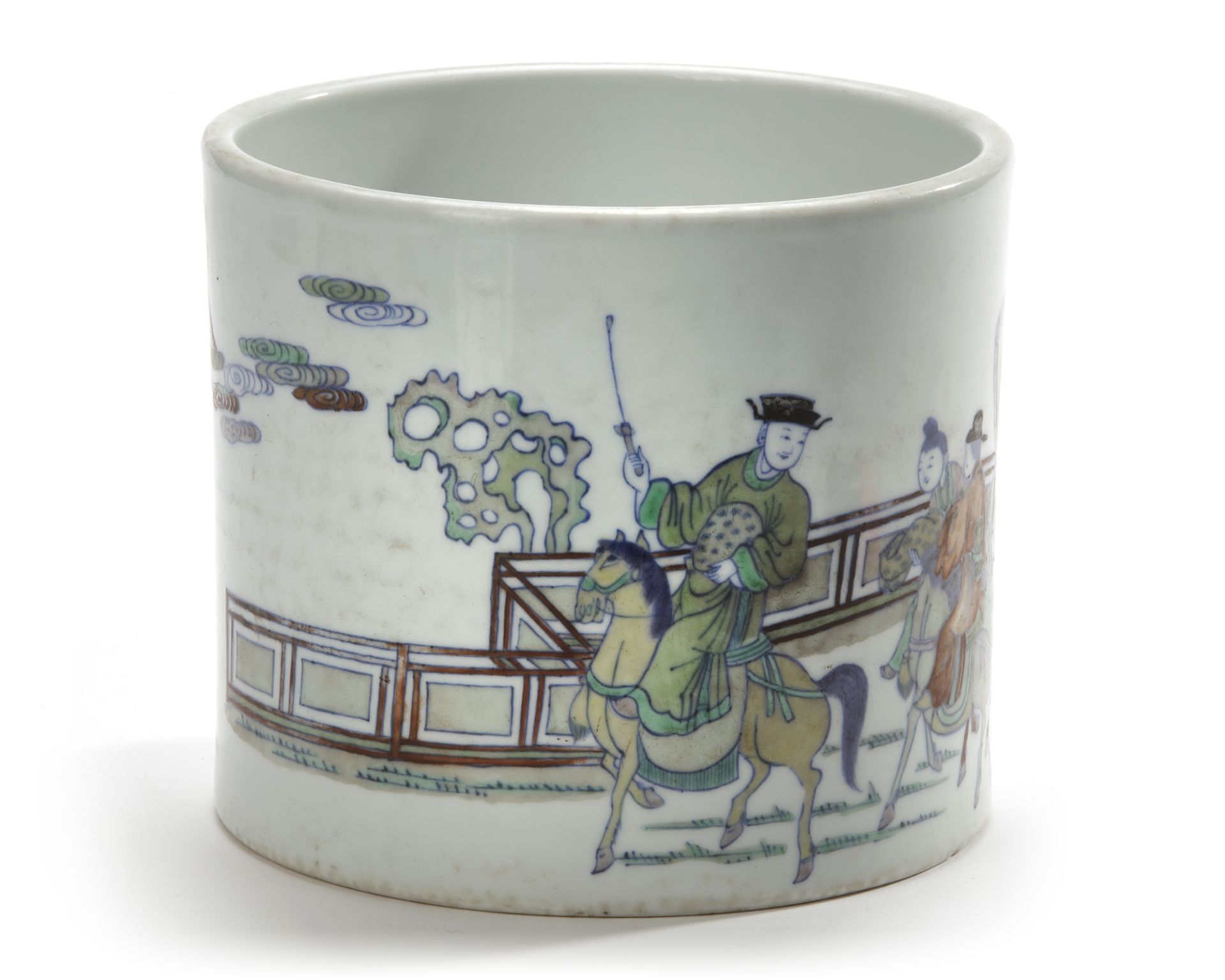 A CHINESE FAMILLE VERTE BRUSH POT, 19TH CENTURY - Image 2 of 4
