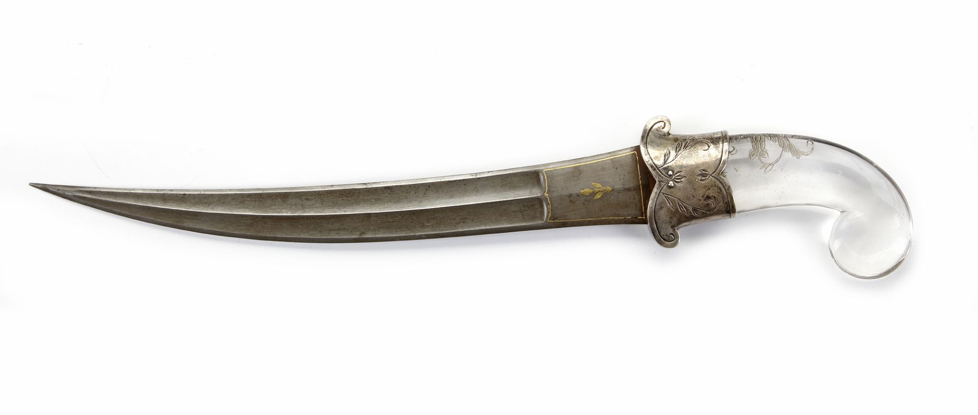 A MUGHAL ROCK-CRYSTAL HILTED WATERED-STEEL DAGGER, INDIA, 17TH-18TH CENTURY