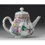 A CHINESE FAMILLE ROSE TEAPOT AND COVER