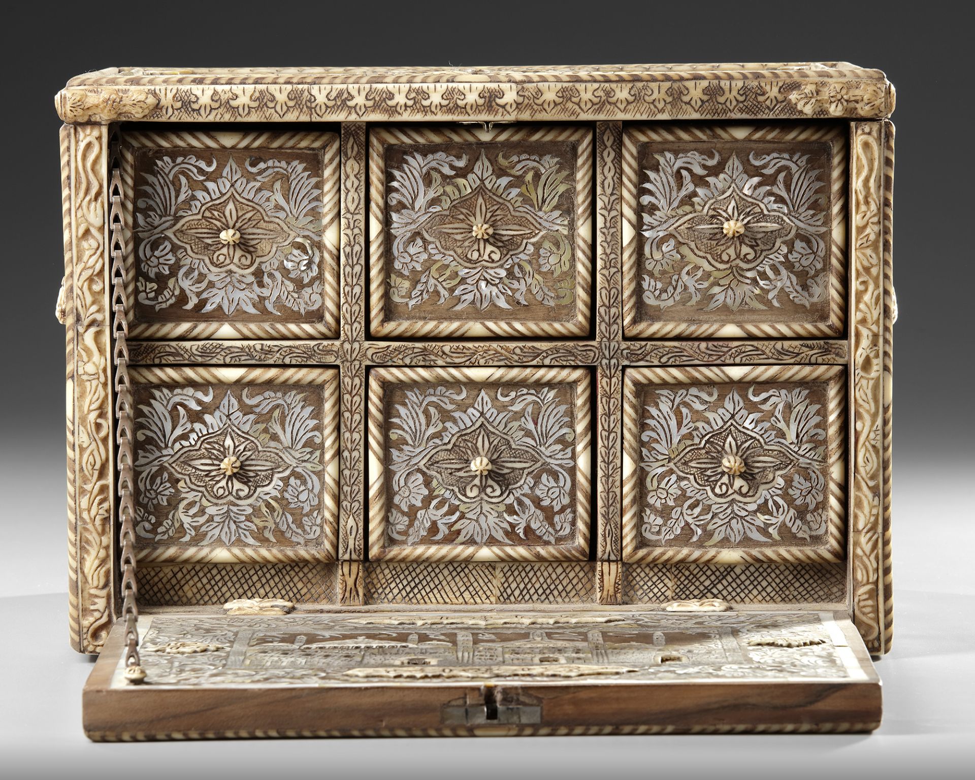 AN OTTOMAN MOTHER-OF-PEARL AND BONE INLAID CABINET, TURKEY OR SYRIA, 18TH-19TH CENTURY - Image 2 of 6