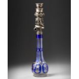 A BOHEMIAN CUT-GLASS HOOKAH BASE WITH OTTOMAN SILVER MOUNTS, BOHEMIA AND TURKEY, 19TH CENTURY