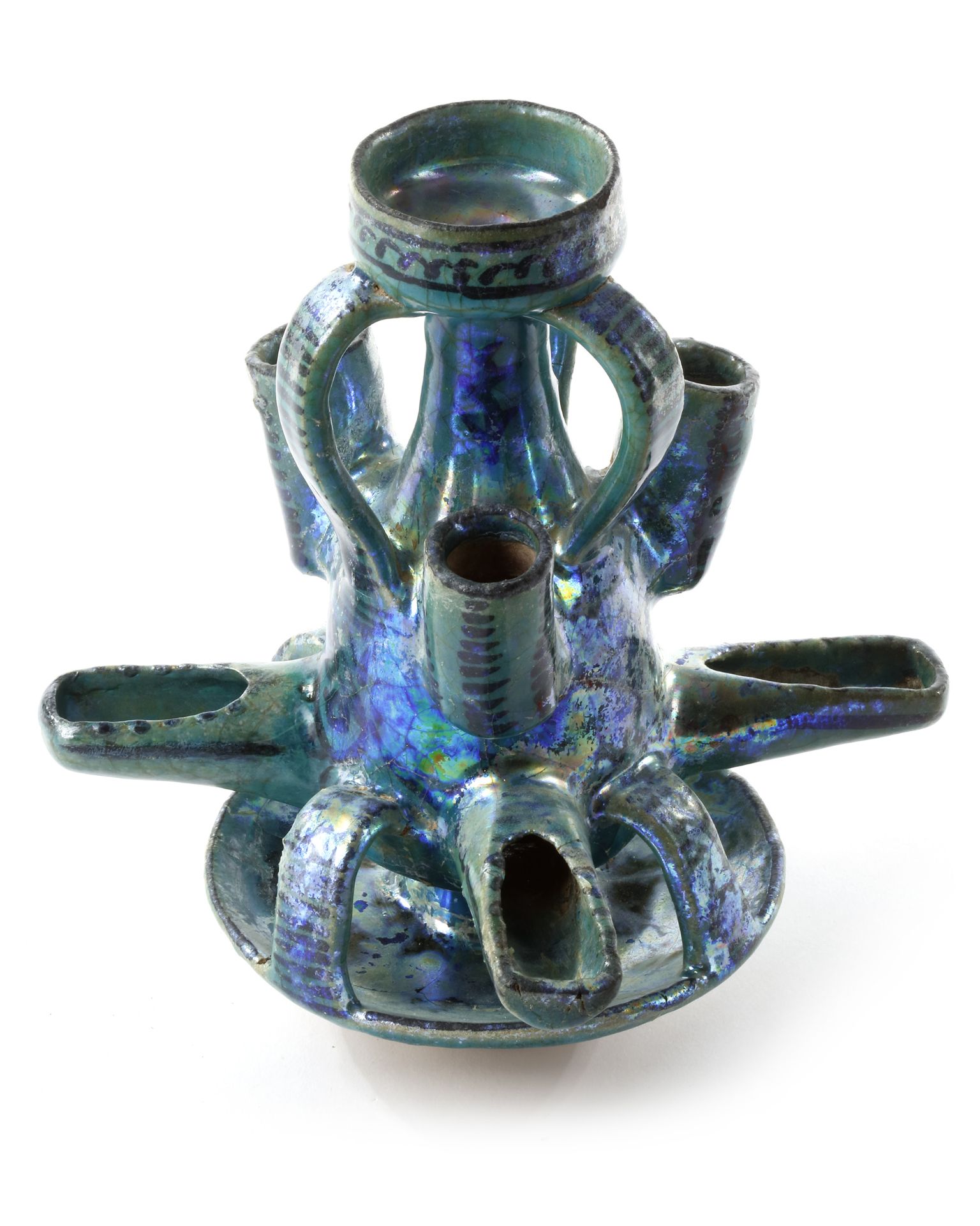 A RARE POTTERY OIL LAMP, RAQQA, 13TH CENTURY - Bild 4 aus 5