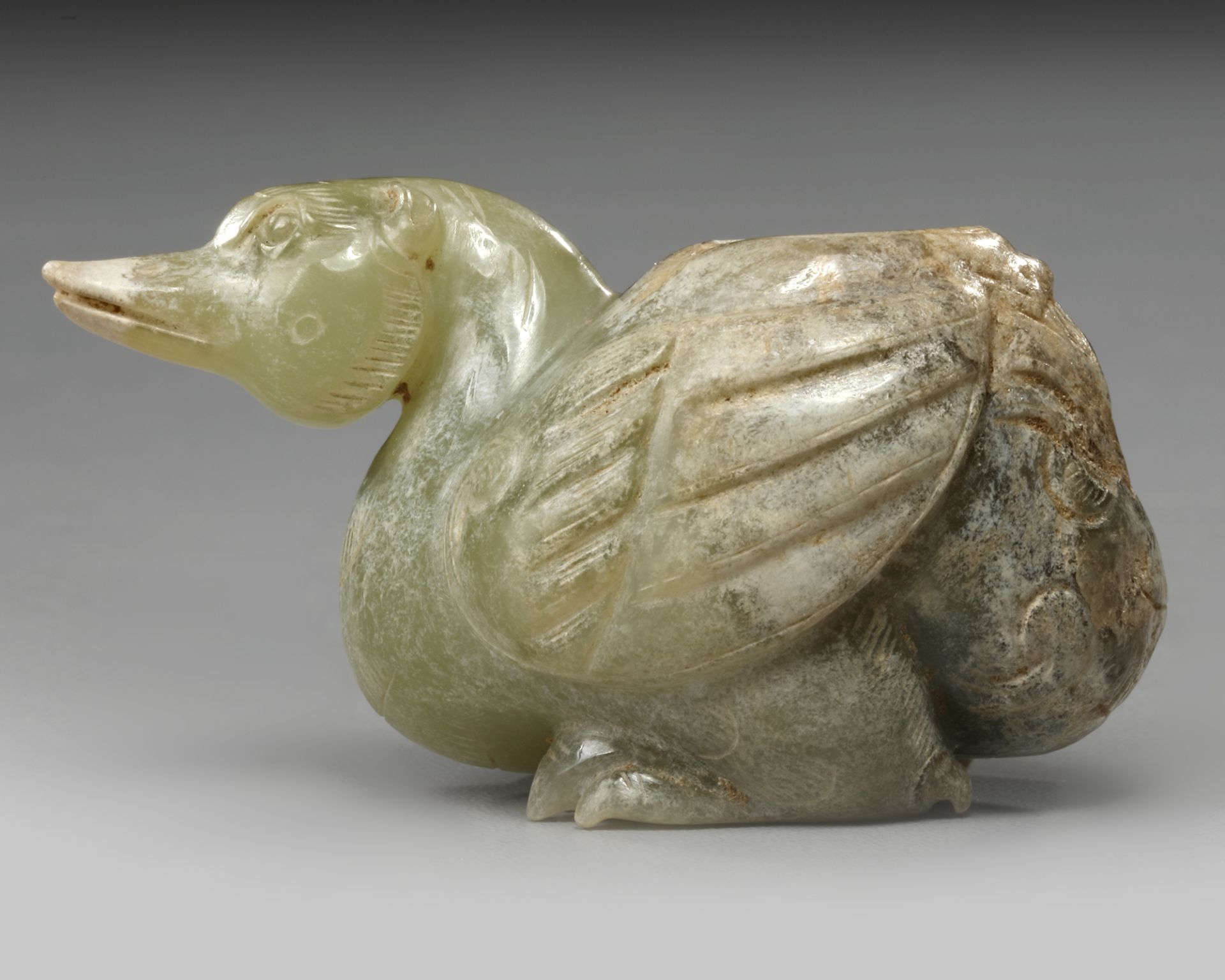 A CHINESE JADE DUCK WATER POT, SONG DYNASTY (960-1279)