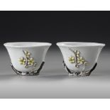 A PAIR OF CHINESE BLANC DE CHINE WINE CUPS, 18TH CENTURY