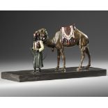 A VIENNA PAINTED BRONZE CAMEL AND A RIDER, AUSTRIA, EARLY 20TH CENTURY