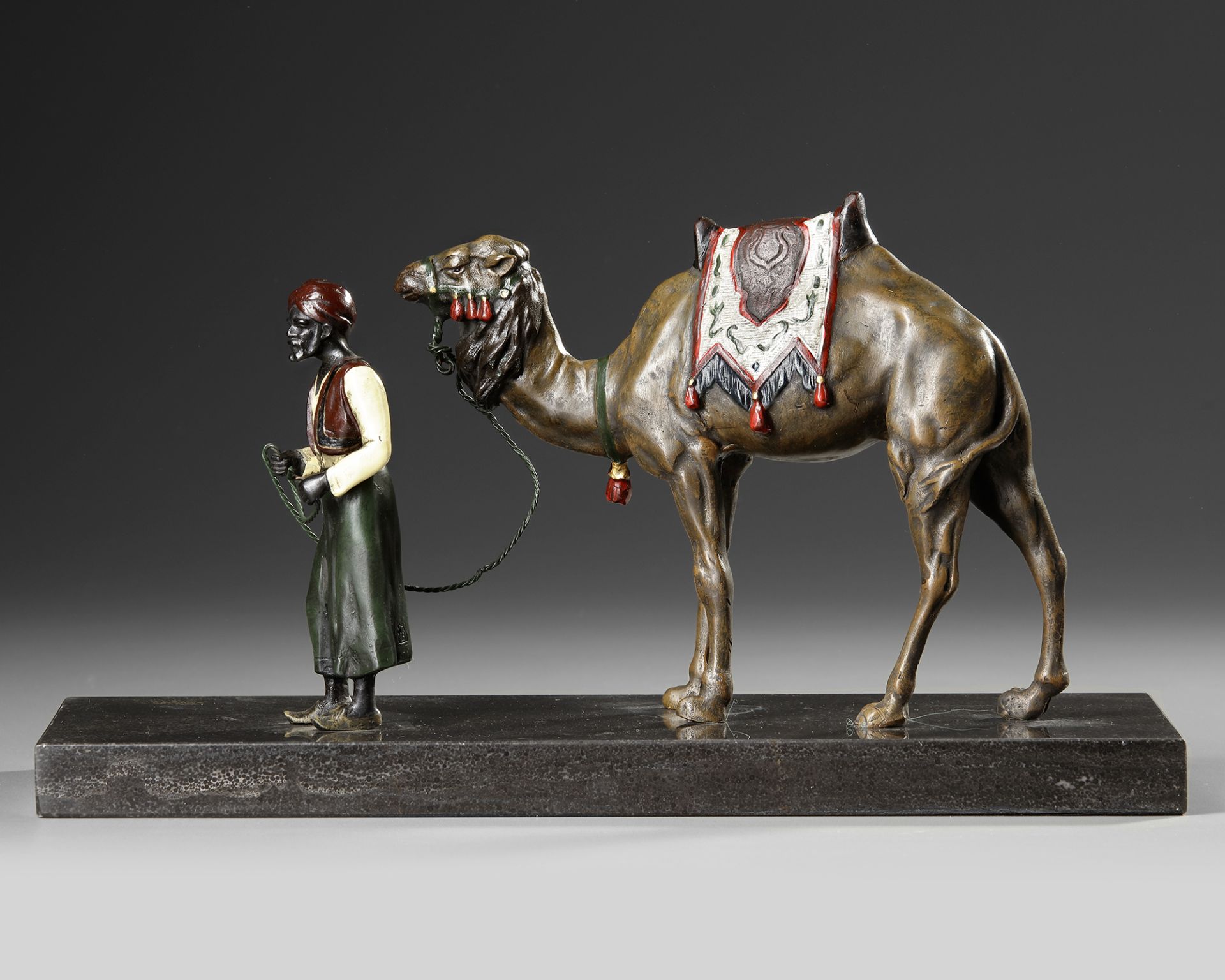 A VIENNA PAINTED BRONZE CAMEL AND A RIDER, AUSTRIA, EARLY 20TH CENTURY - Image 2 of 3