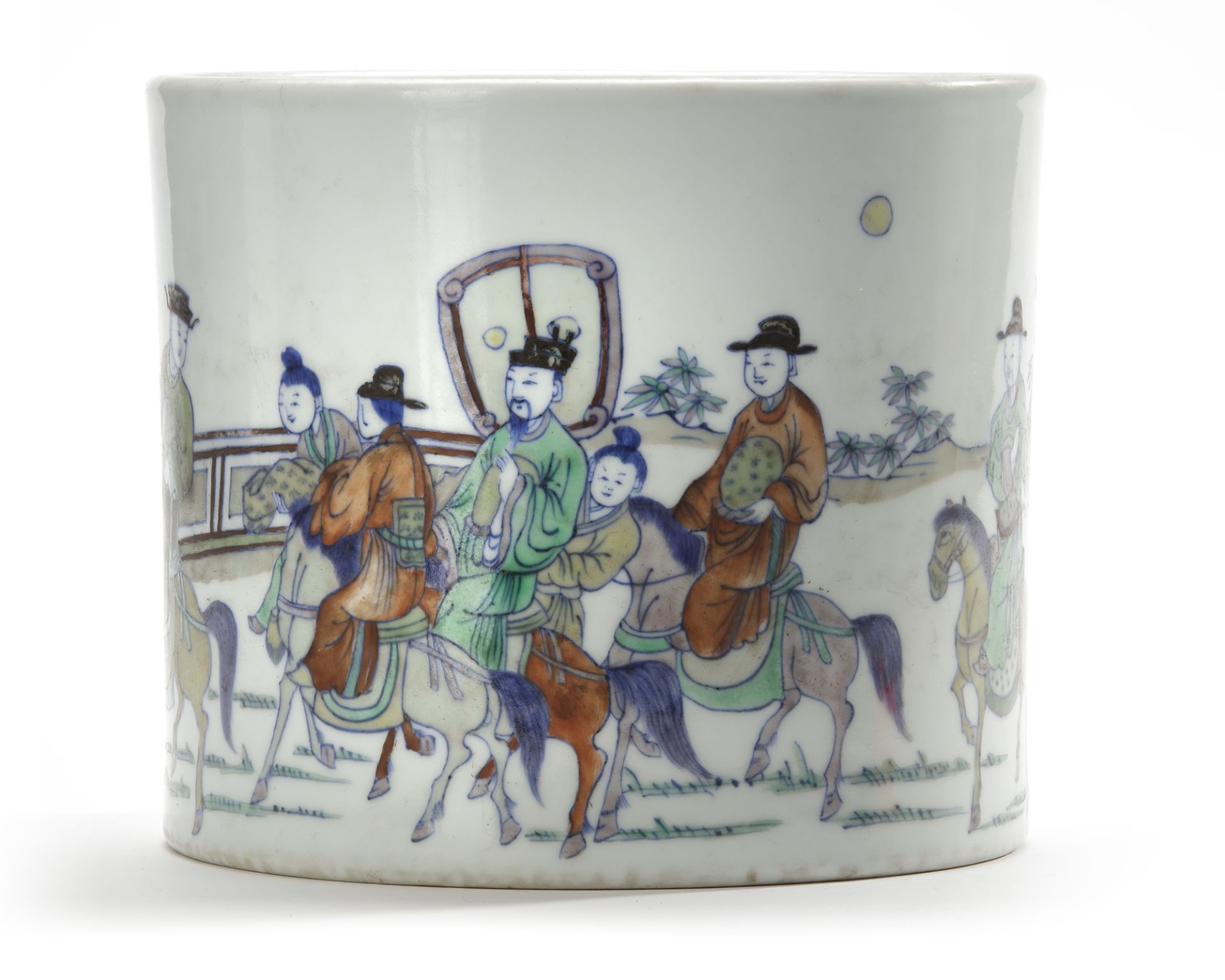 A CHINESE FAMILLE VERTE BRUSH POT, 19TH CENTURY