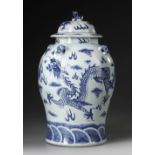 A CHINESE BLUE AND WHITE DRAGON VASE, 19TH CENTURY