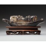 AN AGATE CARVING OF A SAMPAN, QING DYNASTY, 19TH CENTURY