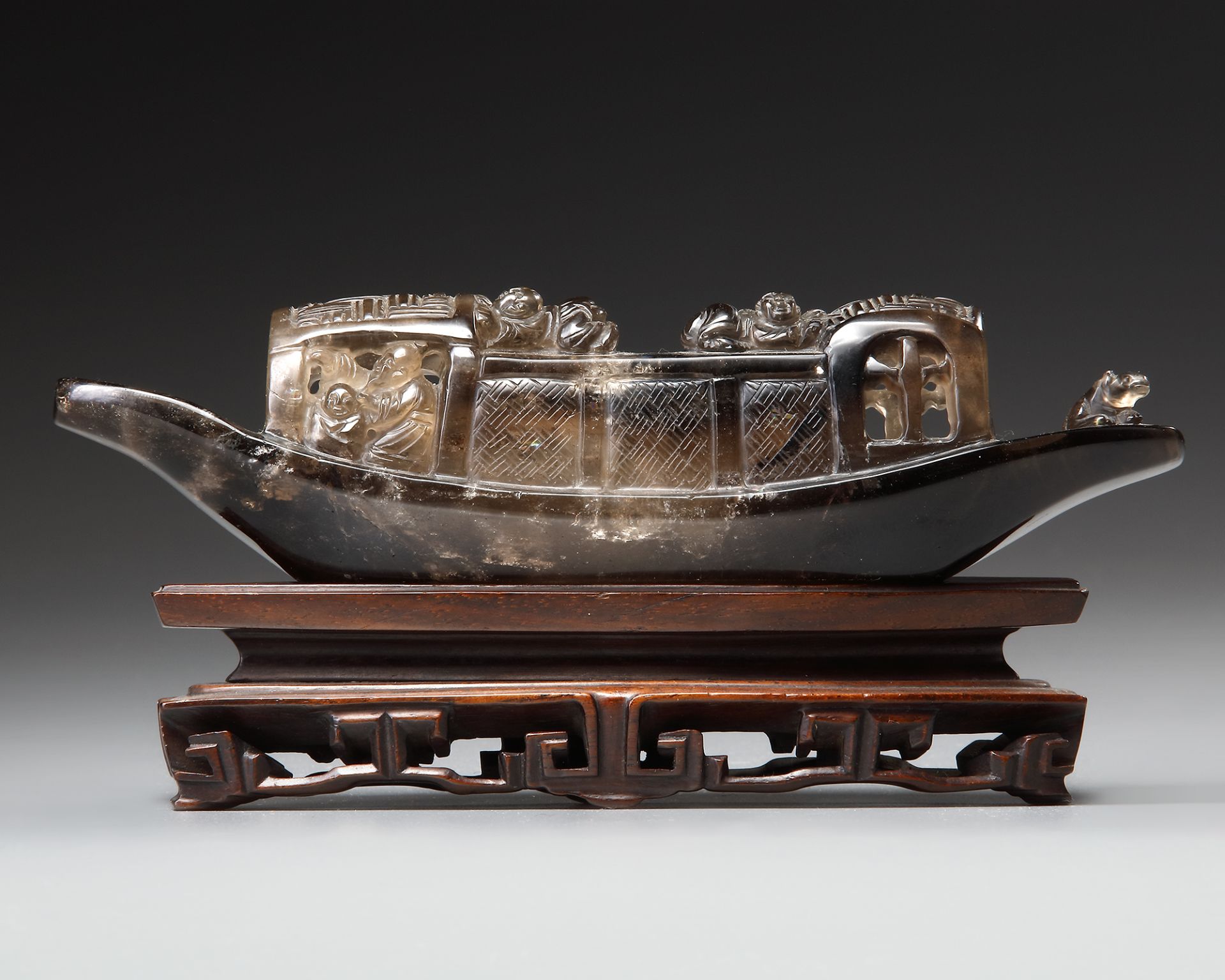 AN AGATE CARVING OF A SAMPAN, QING DYNASTY, 19TH CENTURY