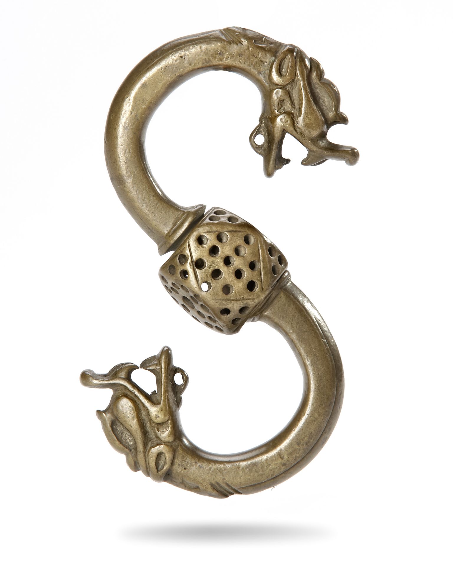 A GILT TIMURID BRONZE DRAGON HOOK, PERSIA, 14TH CENTURY